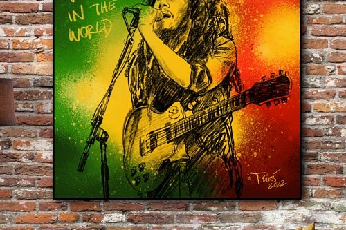 Digitální koncept pro obraz Boba Marleyho 